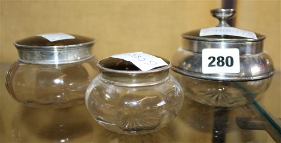 3 x tortoiseshell toilet jars